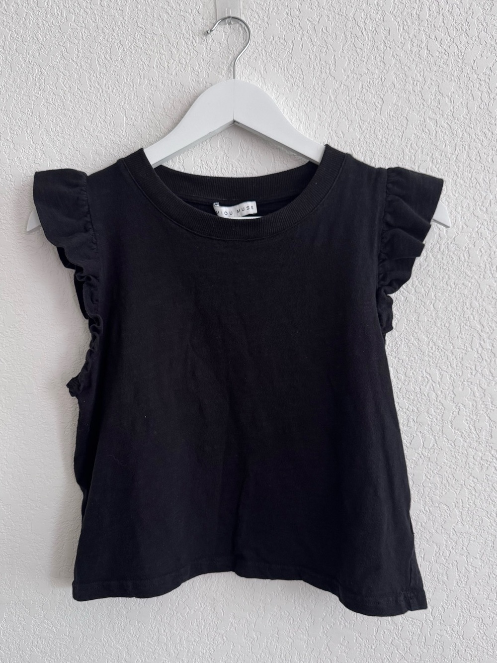 Miou Muse Ruffle Black Tank Top Size Large